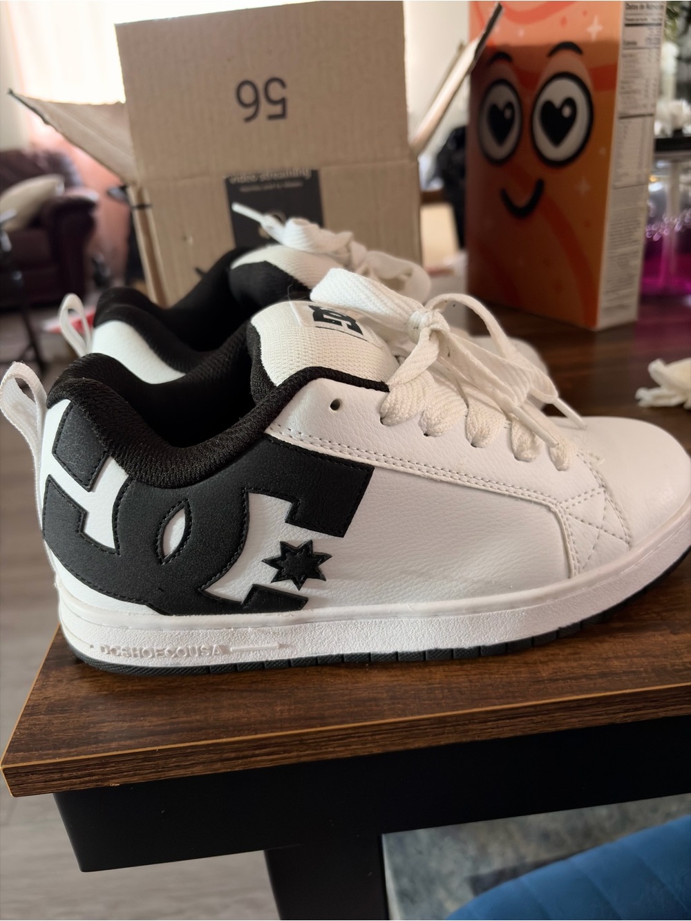 DC White and Black Skate Sneakers - Classic Logo